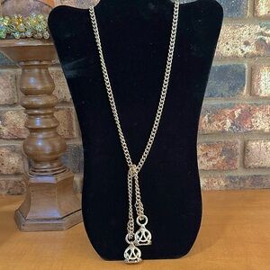 Vintage gold tone lariat cuban link necklace